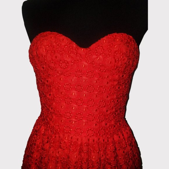 Embroidered Lace Strapless Bustier Dress XS - Picture 3 of 10
